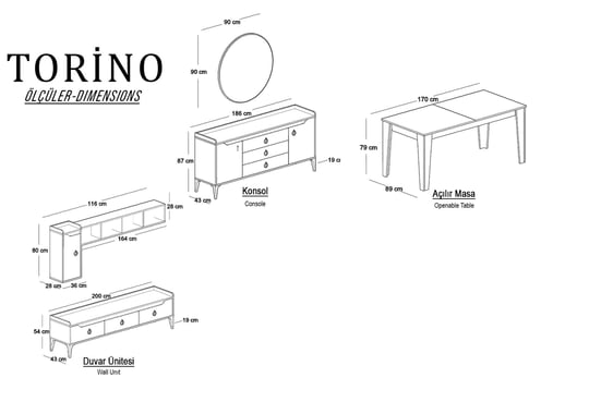 Torino Yemek Odası Takımı