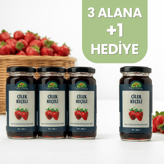 Şeker İlavesiz Çilek Reçeli 3 adet Alana 1 adet HediyeReçeller - Özler