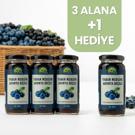 Şeker İlavesiz Yaban Mersini - AronyaReçeli 3 adet Alana 1 adet HediyeReçeller - Özler