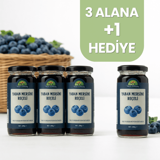 Şeker İlavesiz Yaban Mersini Reçeli 3 adet Alana 1 adet HediyeReçeller - Özler