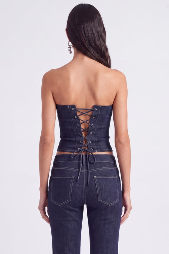 Clover Jean Bustier Navy Blue