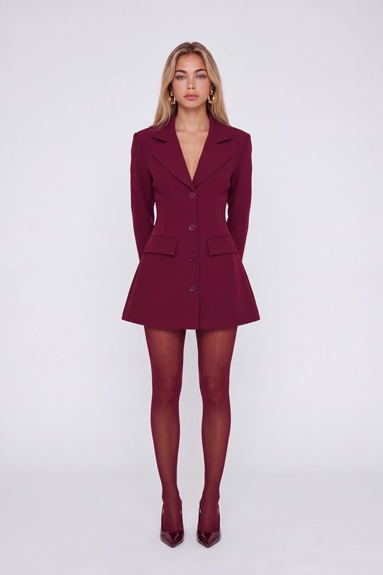 Belden Oturmalı Fit Kesim Deja Blazer Ceket Bordo