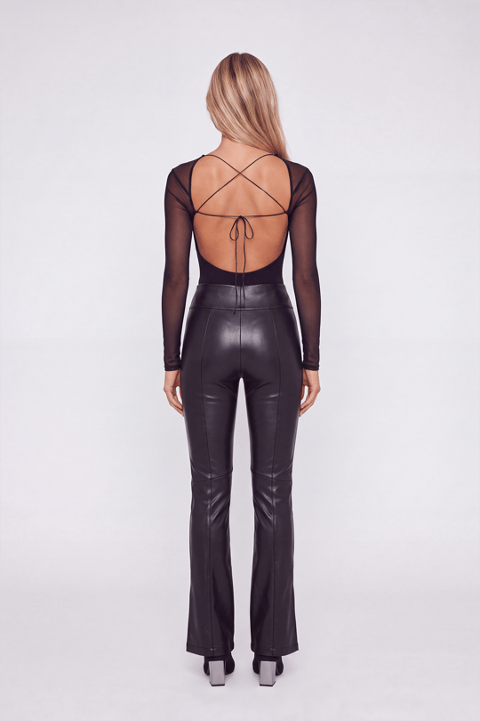 Bel Bağlamalı Bony Bodysuit Siyah