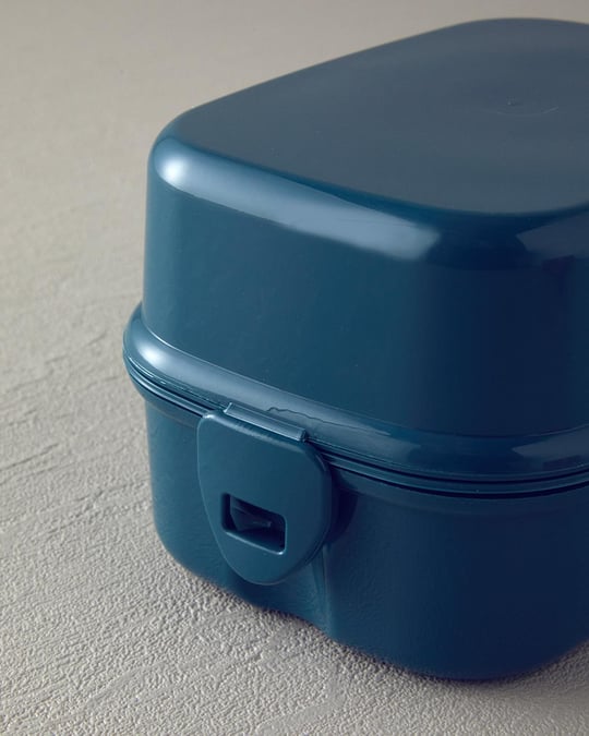 Trendy Plastic With 3 Sections Lunch Box 15x10 cm Blue
