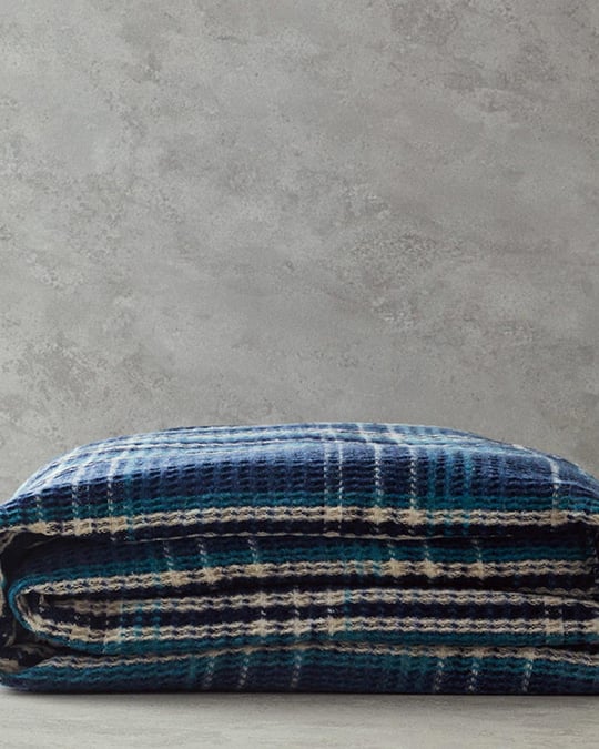 Pătură, pentru două persoane, Plaid, bumbac-poliester, 180x220 cm, bleu