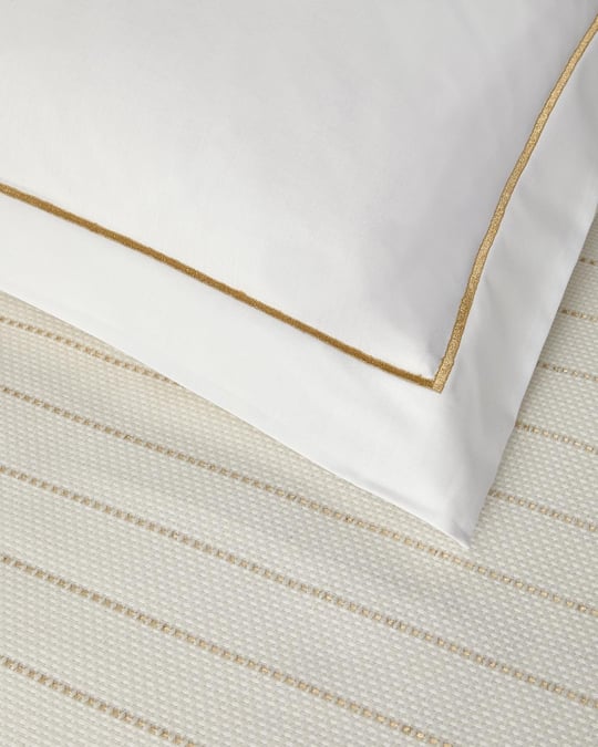 Set complet patura subtire pentru doua persoane, Lucent, bumbac-viscoza-poliester, 200x220 cm/160x200 cm/50x70 cm, auriu