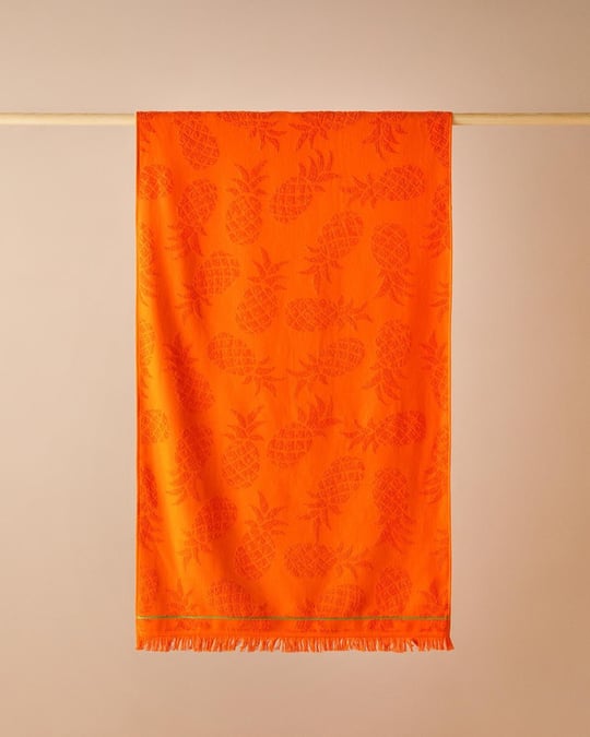 Tropical Cu Bumbac Prosop De Plajă 70x140 cm Portocaliu