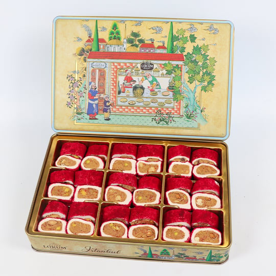 Hürrem Sultan Kadife Kırmızı, Antep Fıstıklı, Fındıklı, Bademli Dolma Lokum 600g