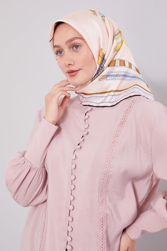 Twill İpek Eşarp Lunera Koleksiyonu Pudra
