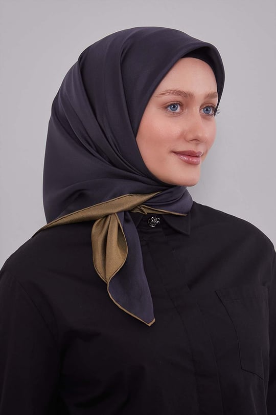 Çift Taraflı Twill İpek Eşarp Zümrüt Yeşili