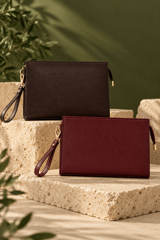 Biess Portföy 2 Li Clutch El Çantası - AcıKahve - Bordo