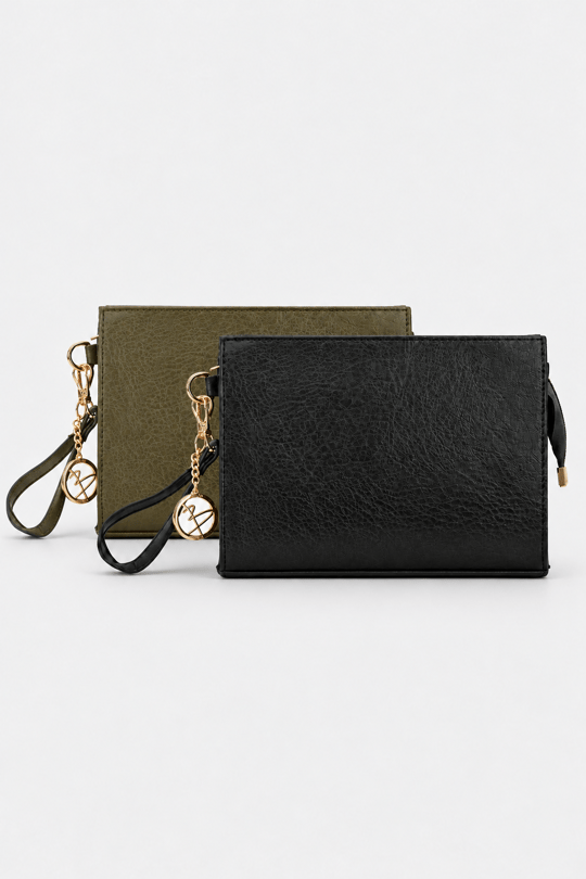 Biess Portföy 2 Li Clutch El Çantası - Siyah - Haki