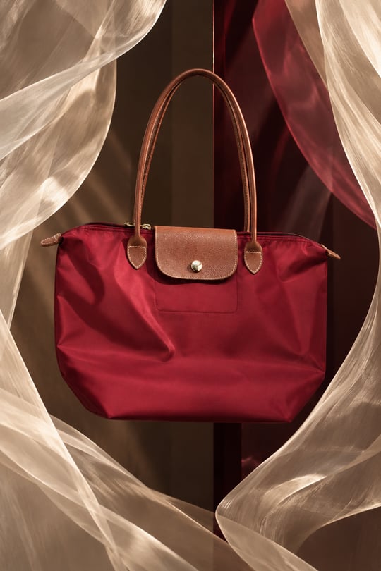 Kadın Deri Saplı Katlanabilir Büyük Boy Shopper El ve Omuz Çantası - Bordo-Taba