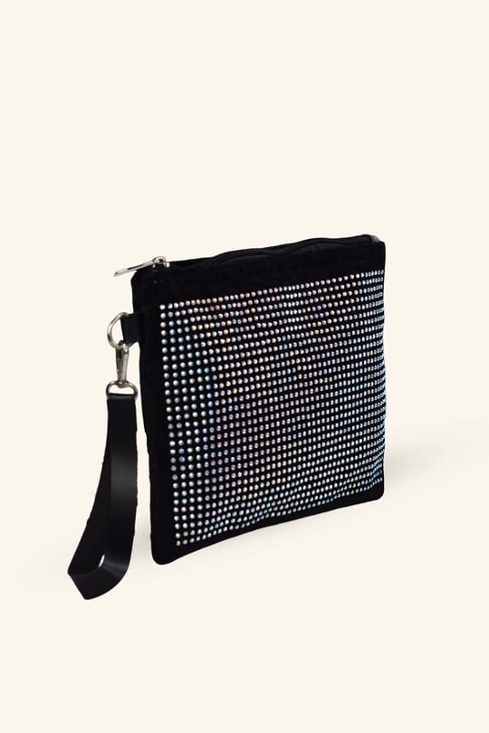 Kadın Gümüş Taşlı Süet Portföy & Clutch Çanta