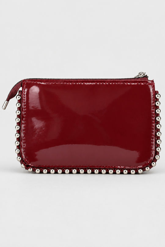 Mini Boncuklu Çanta - Bordo