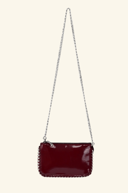 Mini Boncuklu Çanta - Bordo