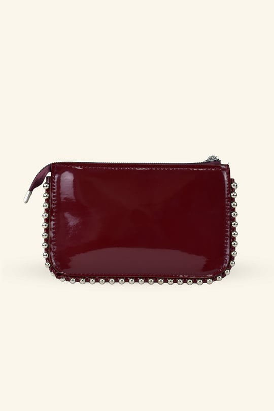 Mini Boncuklu Çanta - Bordo