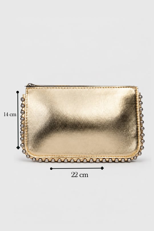 Mini Boncuklu Çanta - Gold