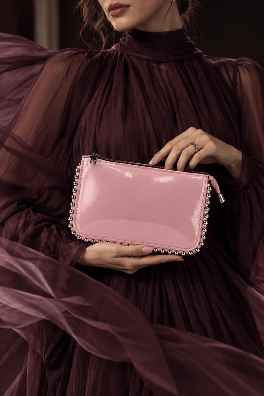 Mini Boncuklu Çanta - Pembe