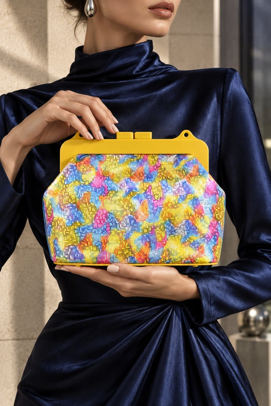 Rhin Kadın Desenli Makyaj Çantası - Sarı