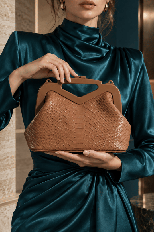 Thin Kadın Desenli Makyaj Çantası- Taba
