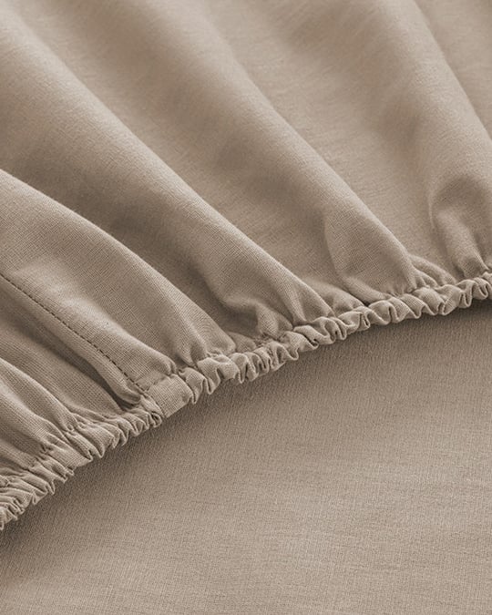 Прав Чаршафи С Ластик Super King Size, Памучен, Пяна От Кафе, 200 X 200 Cm