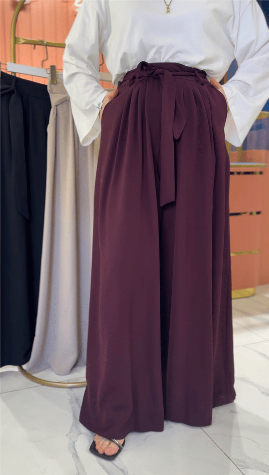 Premium Krep Palazzo Bordo