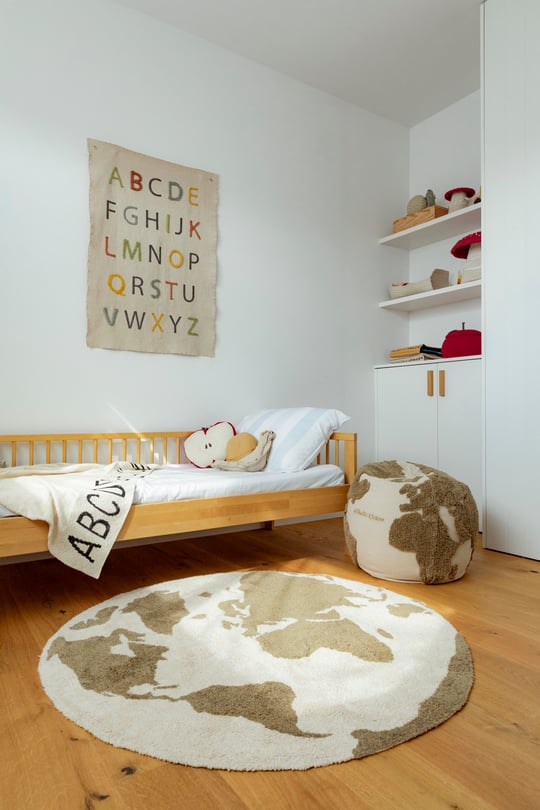 Lorena Canals Çocuk Odası Halısı, World Map Rugcycled
