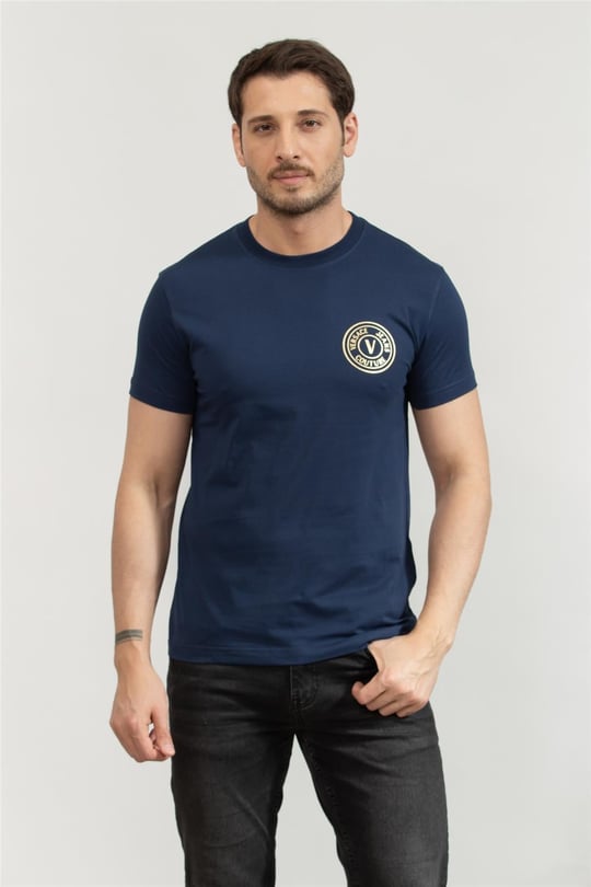 Versace Jeans Couture Erkek Bisiklet Yaka T-Shirt Siyah