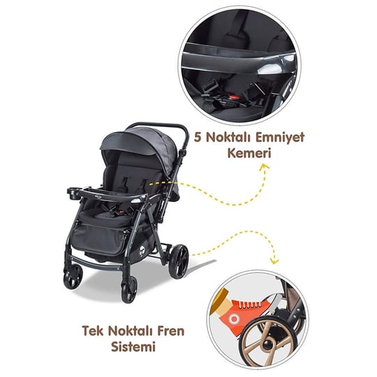 Baby Care 500 Combo Maxi Pro Bebek Arabası Siyah