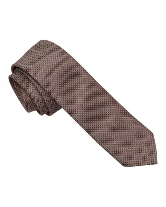 BOSS Erkek Mini Jakarlı Desenli İpek Karışımlı Bordo Kravat 50566647-665