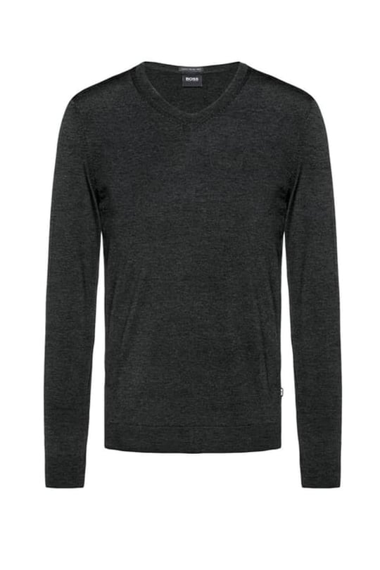BOSS Erkek V Yaka Slim Fit Uzun Kollu Siyah Kazak 50378576-SIYAH