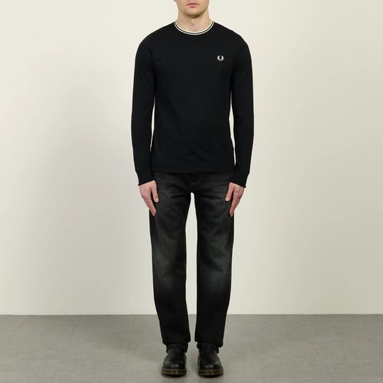 Fred Perry Erkek Uzun Kol Pamuklu Bisiklet Yaka Düz Lacivert Kazak M9602-R88