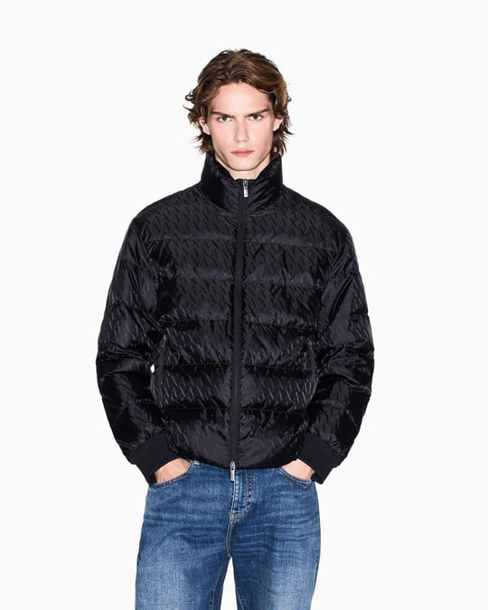 Armani Exchange Armani Exchange Erkek Kuş tüyü Dolgulu Regular Fit Dik Yaka Şişme Siyah Ceket XM001580 AF16628-UC001