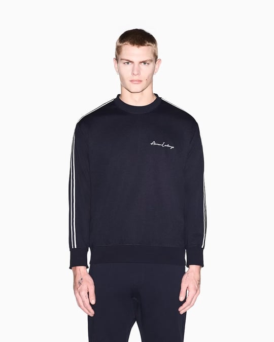 Armani Exchange Armani Exchange Erkek Yuvarlak Yaka Desenli Uzun Kollu Regular Fit Lacivert Sweatshirt 8NZMSG Z9N1Z-1510