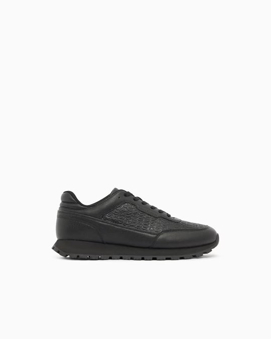 Armani Exchange Armani Exchange Erkek Düşük Bilekli Suni Deri Logo Desenli Düz Tabanlı Siyah Sneaker XM003644 AF29408-UC001