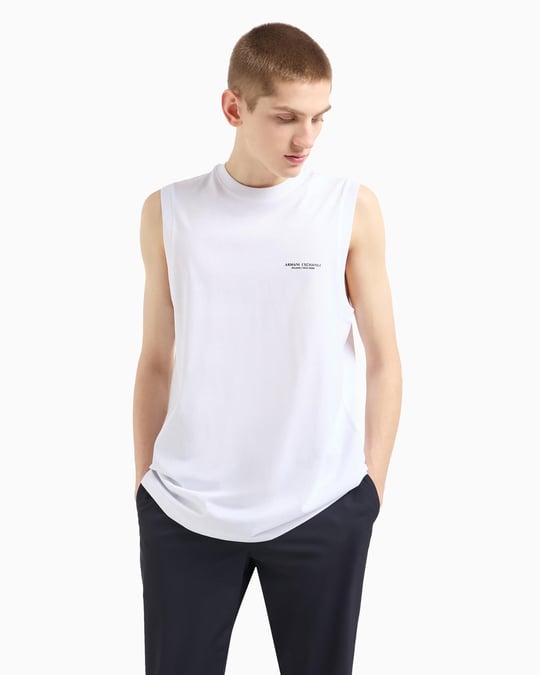 ARMANI EXCHANGE Armani Exchange Erkek Kısa Kol AX Yazı Desen Pamuklu Bisiklet Yaka Beyaz T-Shirt 8NZH97 ZJ9AZ-1100