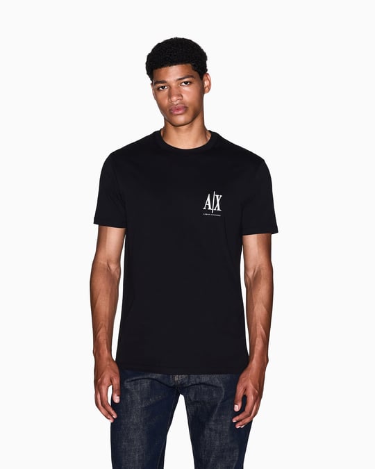 Armani Exchange Armani Exchange Erkek Regular Fit Yuvarlak Yakalı Logo Baskılı Kısa Kollu Siyah T-Shirt XM000365 AF12308-UC001