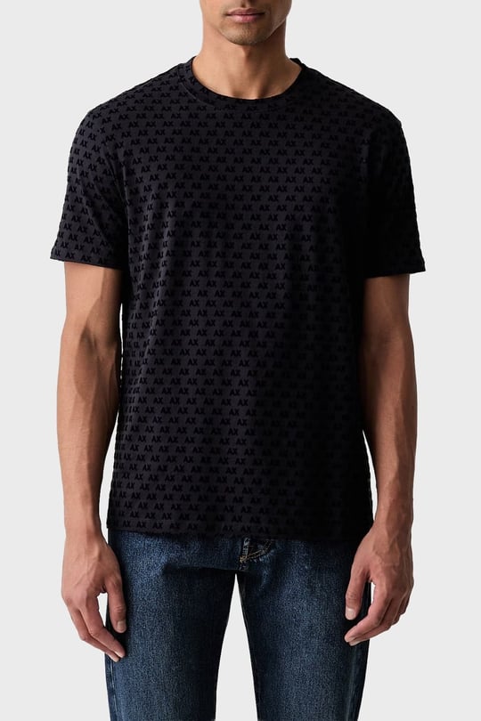 Armani Exchange Armani Exchange Erkek Yuvarlak Yaka Logo Desenli Kısa Kollu Pamuklu Lacivert T-Shirt XM003079 AF10356-UB101