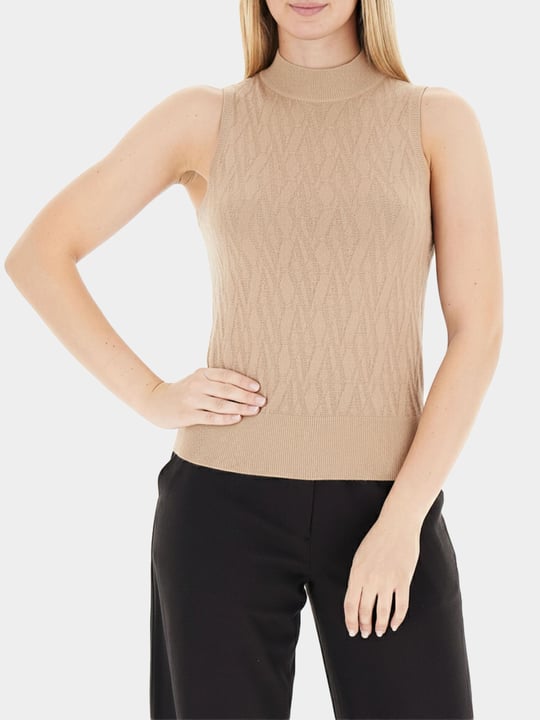 Armani Exchange Armani Exchange Kadın Dar Kalıp Balıkçı Yaka Kolsuz Kahverengi Kazak XW001318 AF16619-F1039