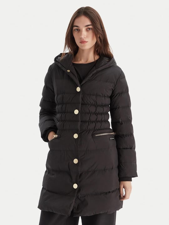 Armani Exchange Armani Exchange Kadın Elastik Manşetler Uzun Kol Kapüşon Yaka Cepli Siyah Kaban XW000652 AF15984-UC001
