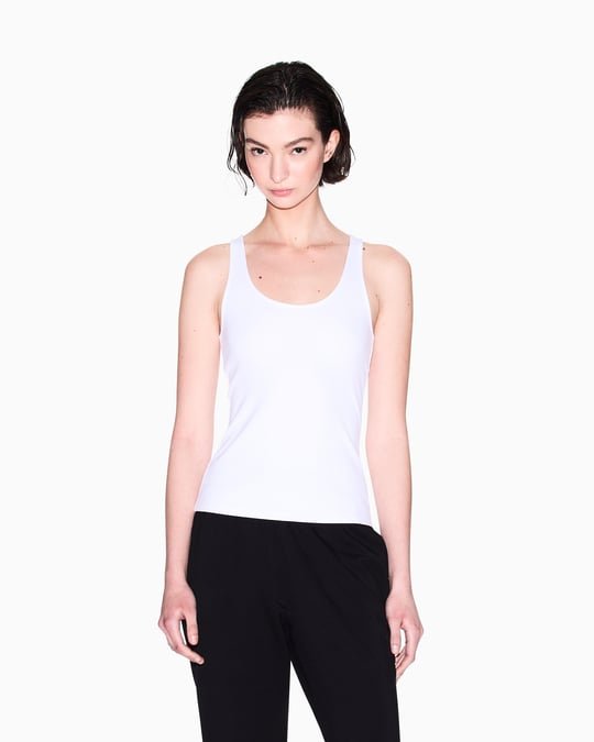 ARMANI EXCHANGE Armani Exchange Kadın Dokuma Kumaş Normal Kalıp Askılı AX Logo İşlemeli Beyaz T-Shirt XW000829 AF13729-U0002
