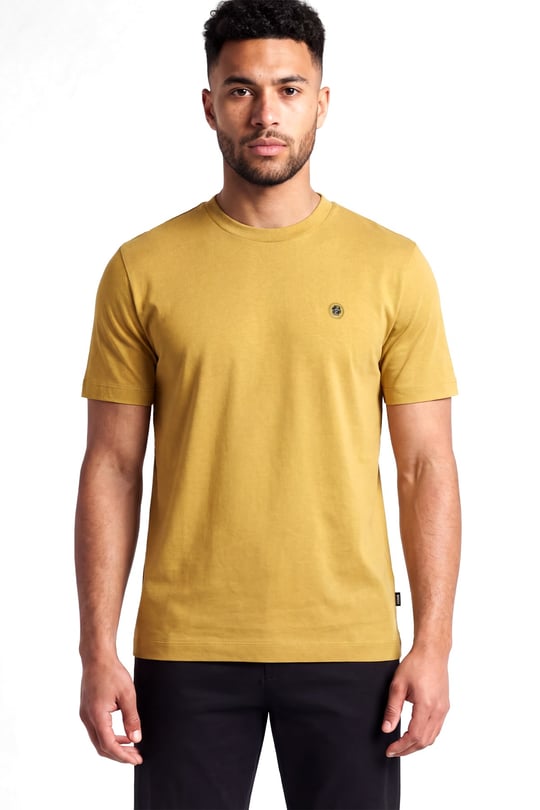 BOSS  BOSS Erkek %100 Pamuklu Yuvarlak Yakalı Kısa Kollu Sarı T-Shirt 50555844-714