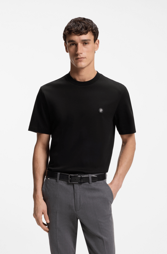 BOSS  BOSS Erkek %100 Pamuklu Yuvarlak Yakalı Kısa Kollu Siyah T-Shirt 50555844-001