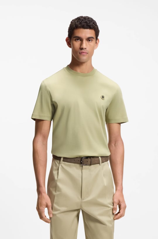 BOSS  BOSS Erkek %100 Pamuklu Yuvarlak Yakalı Kısa Kollu Açık Yeşil2 T-Shirt 50555844-254
