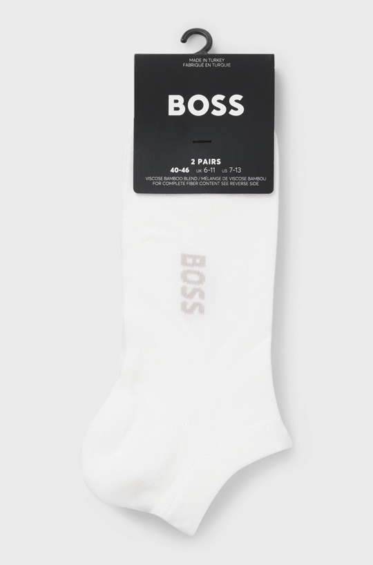 BOSS  BOSS Erkek 2'li Paket Düşük Bilekli Bambu Karışımlı Beyaz Çorap 50538188-100