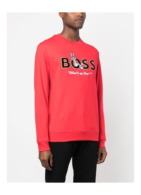 BOSS BOSS Erkek Baskılı Regular Fit Pamuklu Kırmızı Sweatshirt 50486310-623