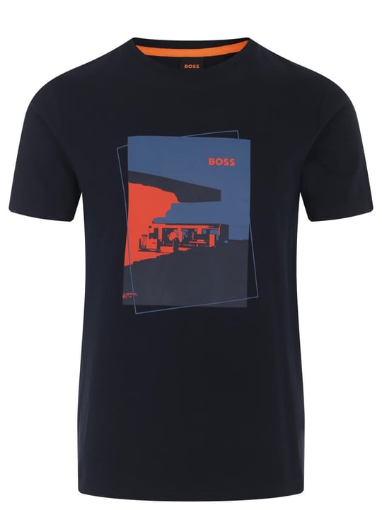 BOSS BOSS Erkek Baskılı Regular Fit Pamuklu Lacivert T-Shirt 50485165-404