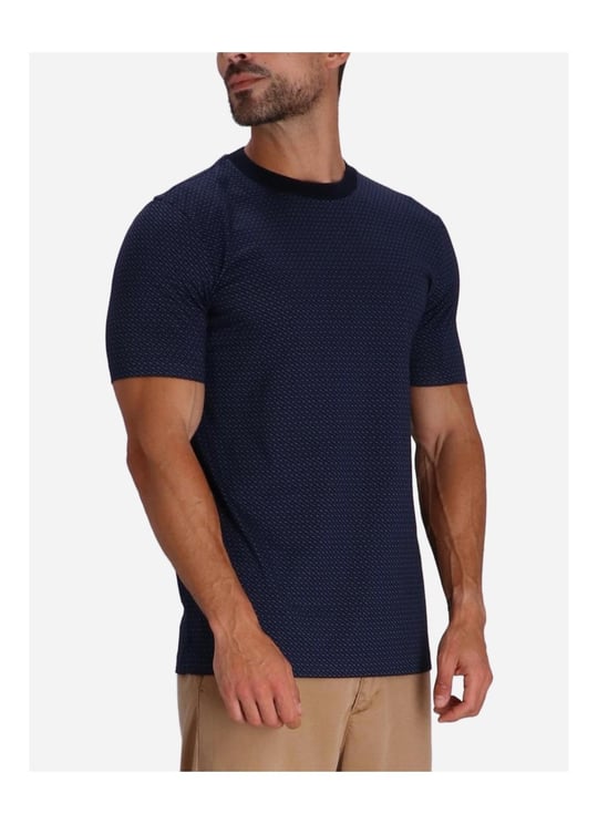 BOSS BOSS Erkek Desenli Bisiklet Yaka Kısa Kol Lacivert T-Shirt 50518883-404