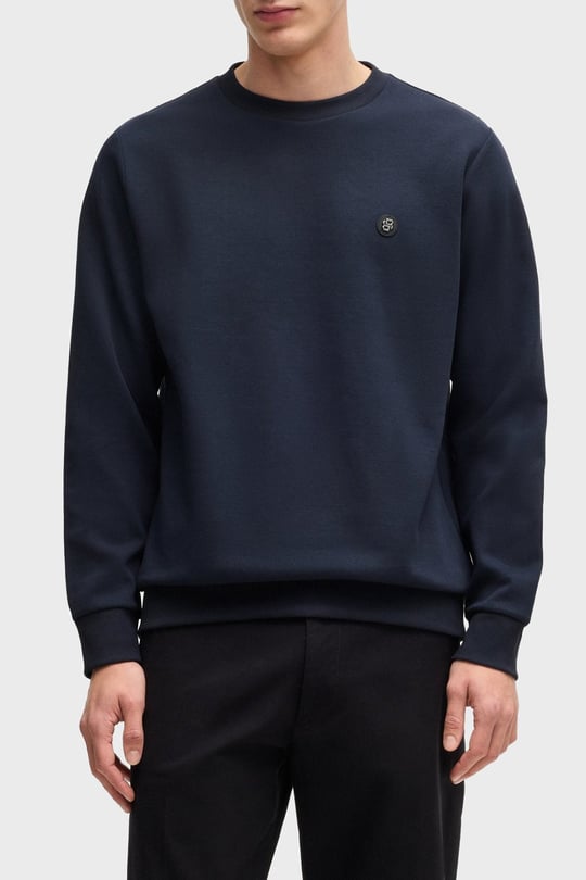 BOSS  BOSS Erkek Düz Model Bisiklet Yaka Uzun Kol Lacivert Sweatshirt 50520302-404